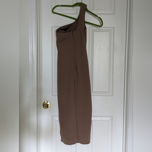 Exceptional Attitude Taupe Mesh One-Shoulder Bodycon Midi Dress Lulus Size XS - Picture 6 of 9